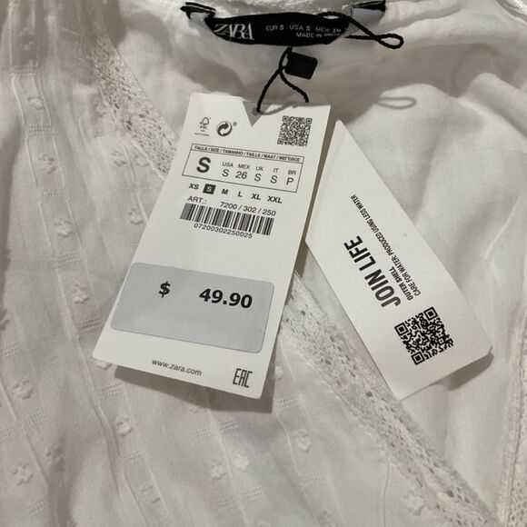 ZARA Linen Patten & Embroidery Dress NWT SIZE SMALL - Picture 7 of 7